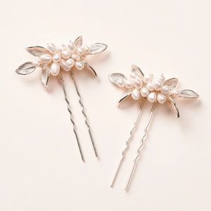 Pearl and Gold Bridal Hair Pins - Set of 2